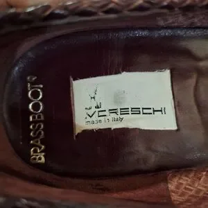 MORESCHI Brassboot Cognac Croc Print Woven Leather Sz 7 Loafers Made in Italy Brassboot Moreschi Brown Croc Print Woven Leather Loafers 9  main image 2